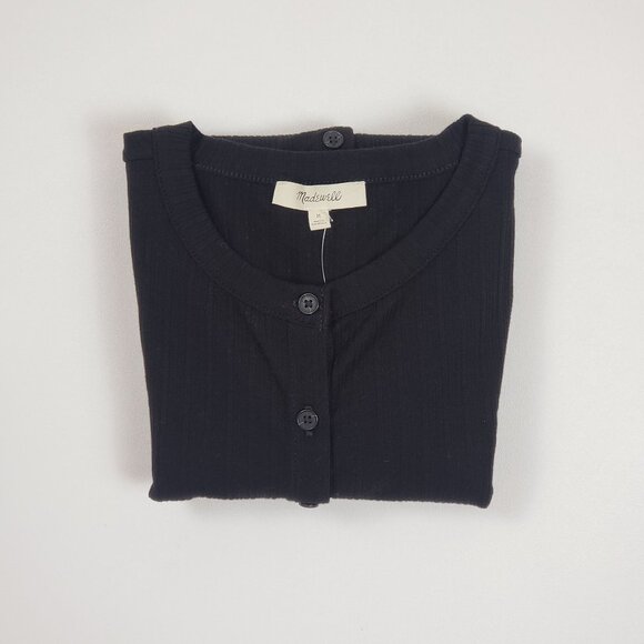 Madewell Flared-Sleeve Cardigan Women’s Medium Black Button Front Sweater Top - Picture 15 of 16